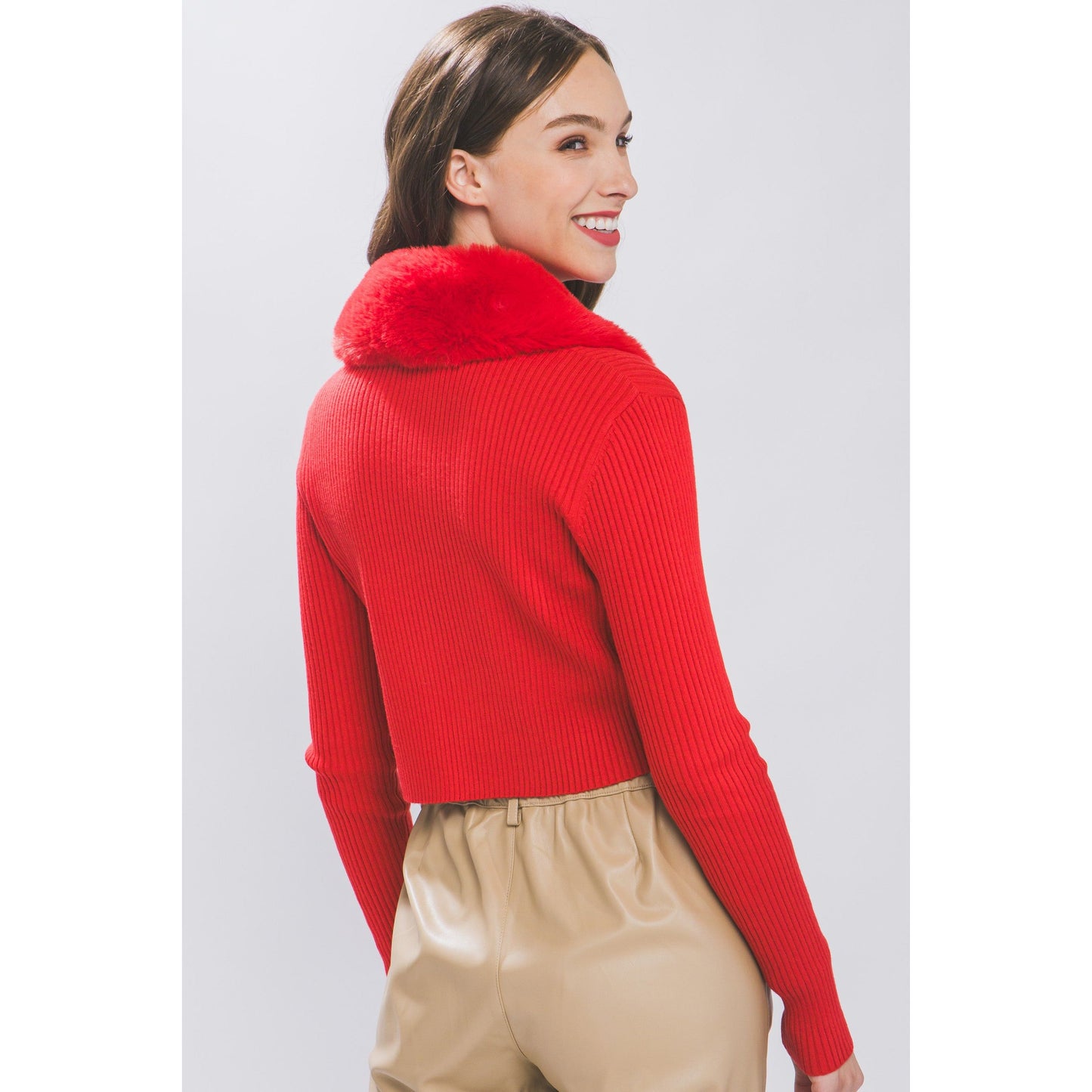 CUTE FLUFFY RED CARDIGAN